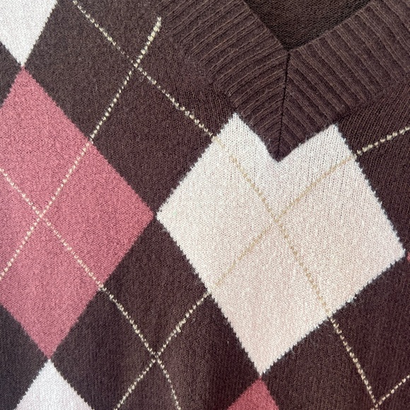 Chado argyle sweater pink brown cute y2k preppy chic classy 2000s sweet ๐๐ - Picture 2 of 5
